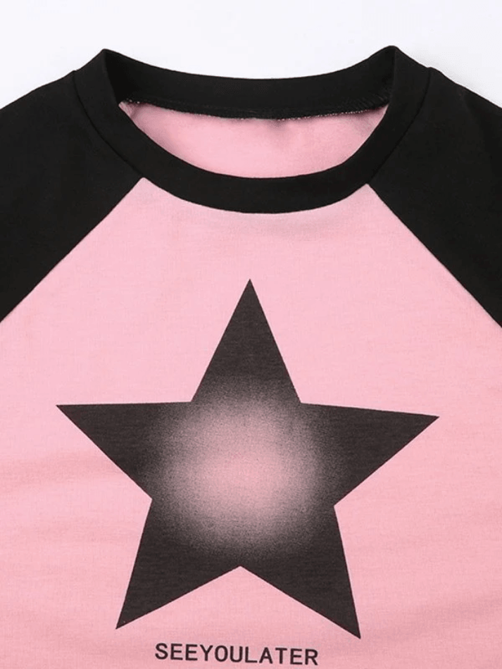 Retro Star Raglan Short Sleeve Tee - AnotherChill