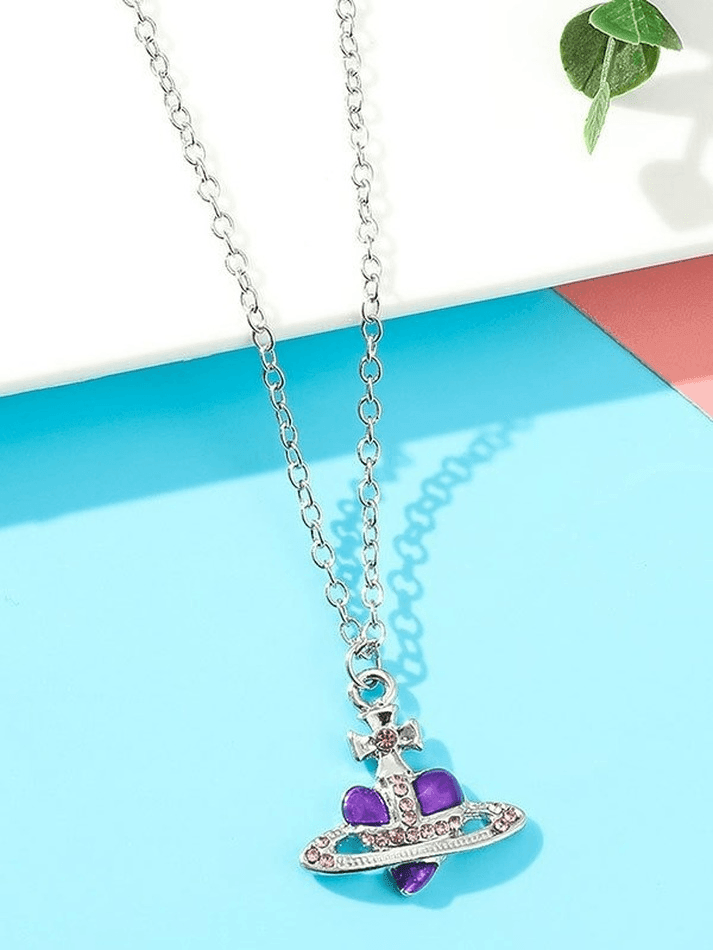 Rhinestone Cross Heart Pendant Necklace - AnotherChill