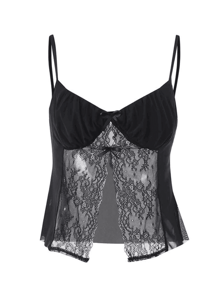 Ribbon Lace Cutout Cami Top - AnotherChill