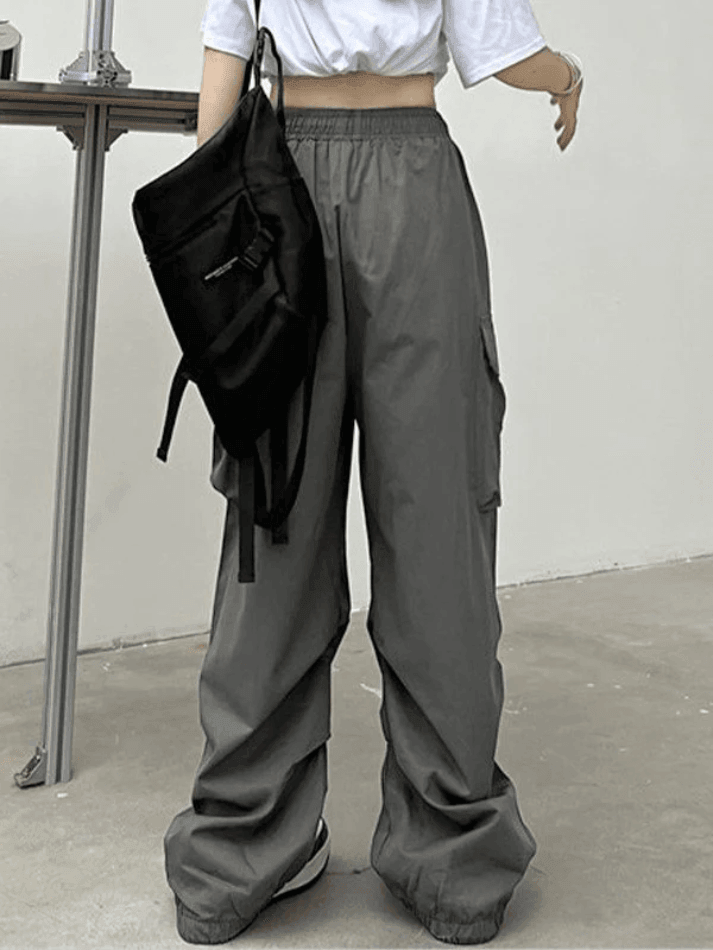 2024 Ruched Pocket Baggy Cargo Pants Gray S in Pants Online Store ...