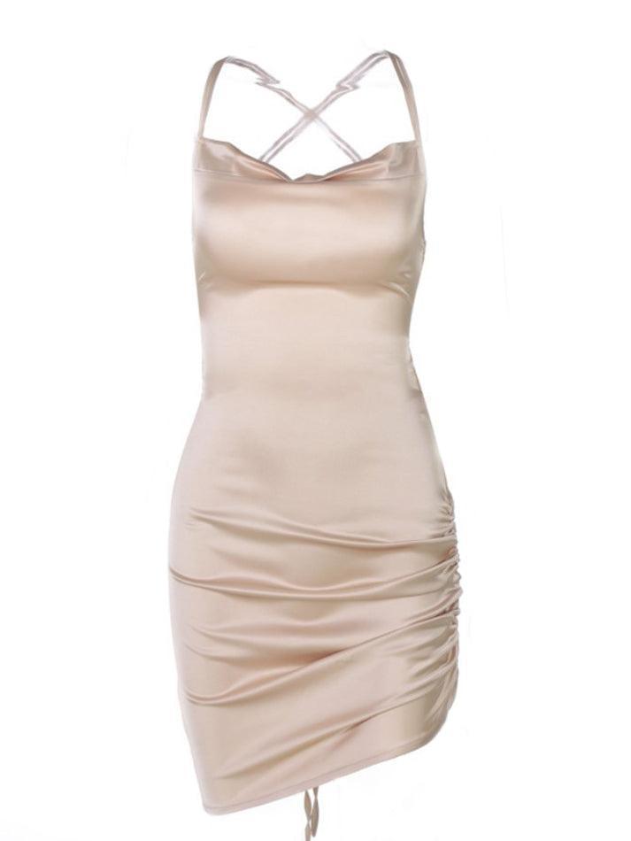 Satin Cross Back Mini Dress - AnotherChill