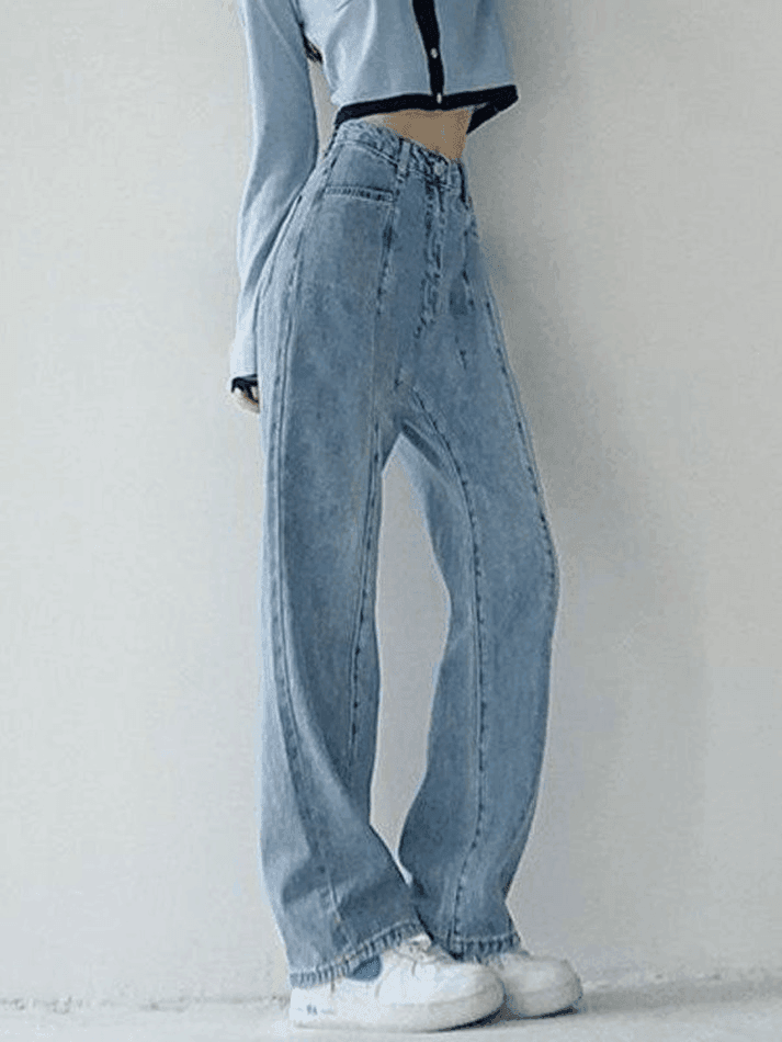 Seam Detail Washed Boyfriend Jeans - AnotherChill