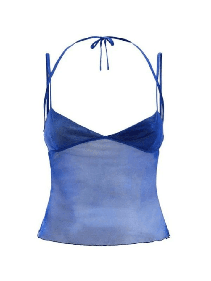 Semi Sheer Mesh Crop Cami Top - AnotherChill