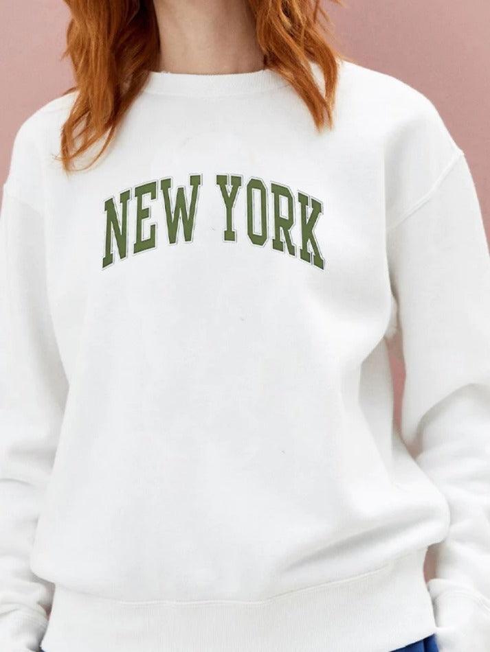 Simple Letter Print Drop Shoulder Sweatshirt - AnotherChill