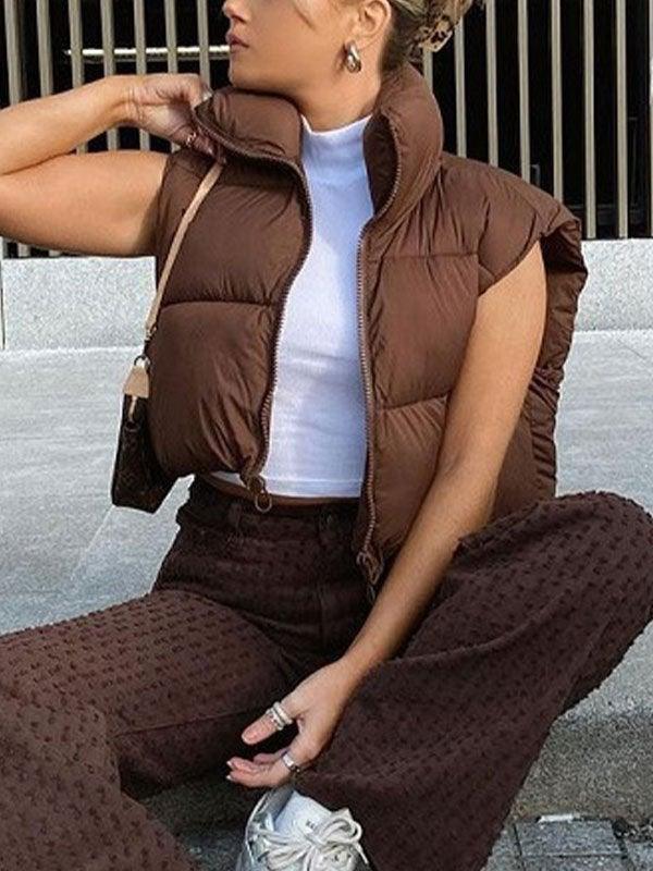 Sleeveless Cropped Puffer Jacket - AnotherChill