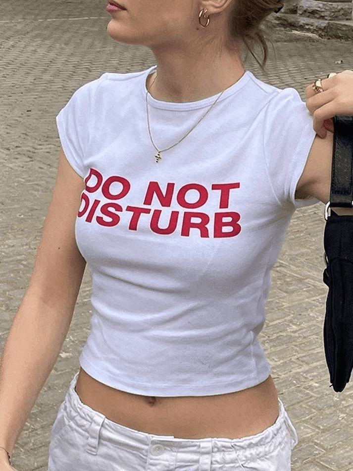 Slogan Print White Crop Top - AnotherChill