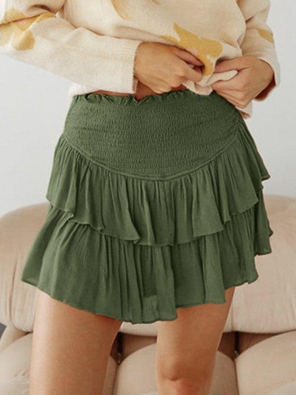 Smock Tiered Ruffle Mini Skirt - AnotherChill