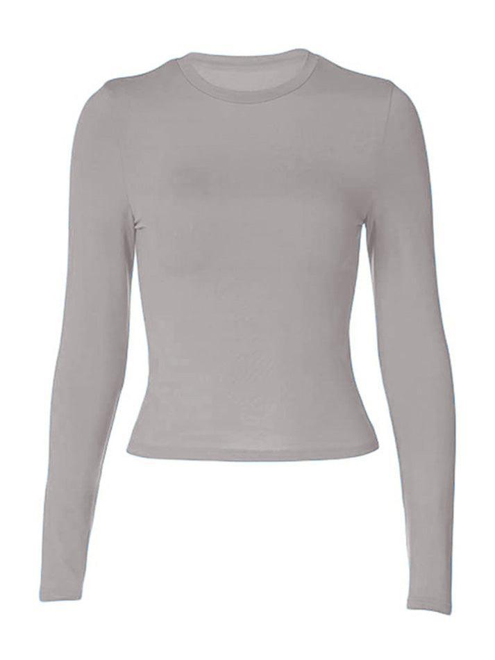 2024 Solid Color Long Sleeve Top Black S in Tops&Tees Online Store ...