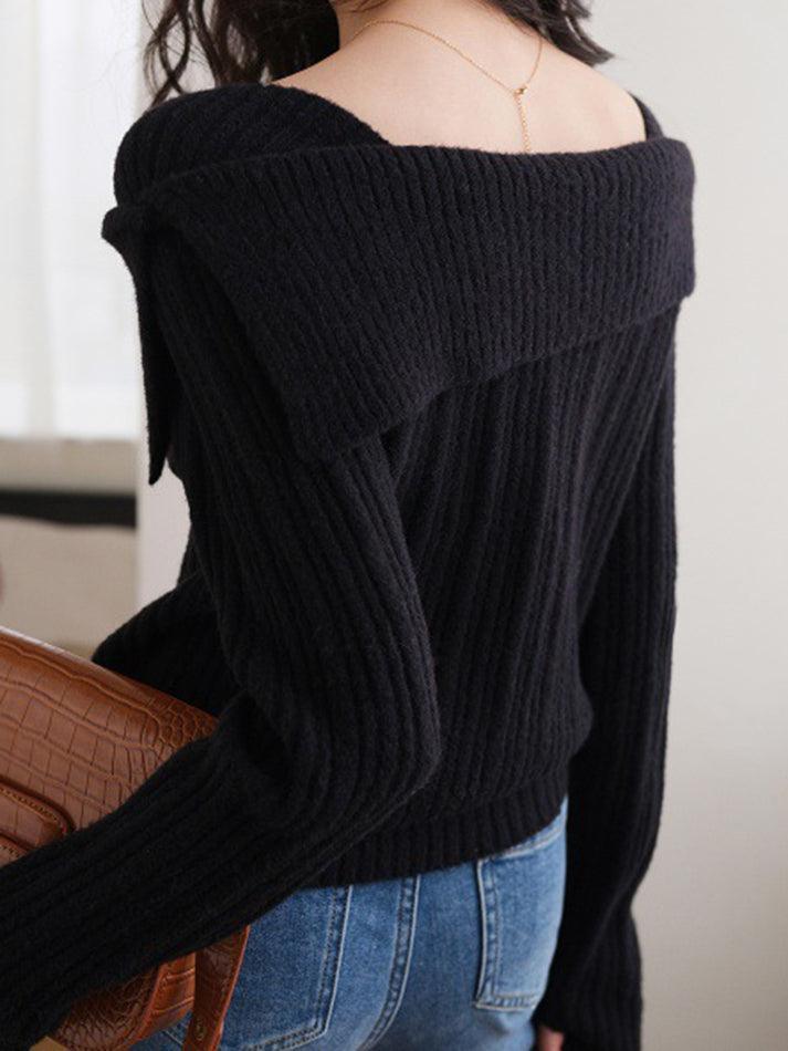 Solid Off Shoulder Knit Sweater - AnotherChill