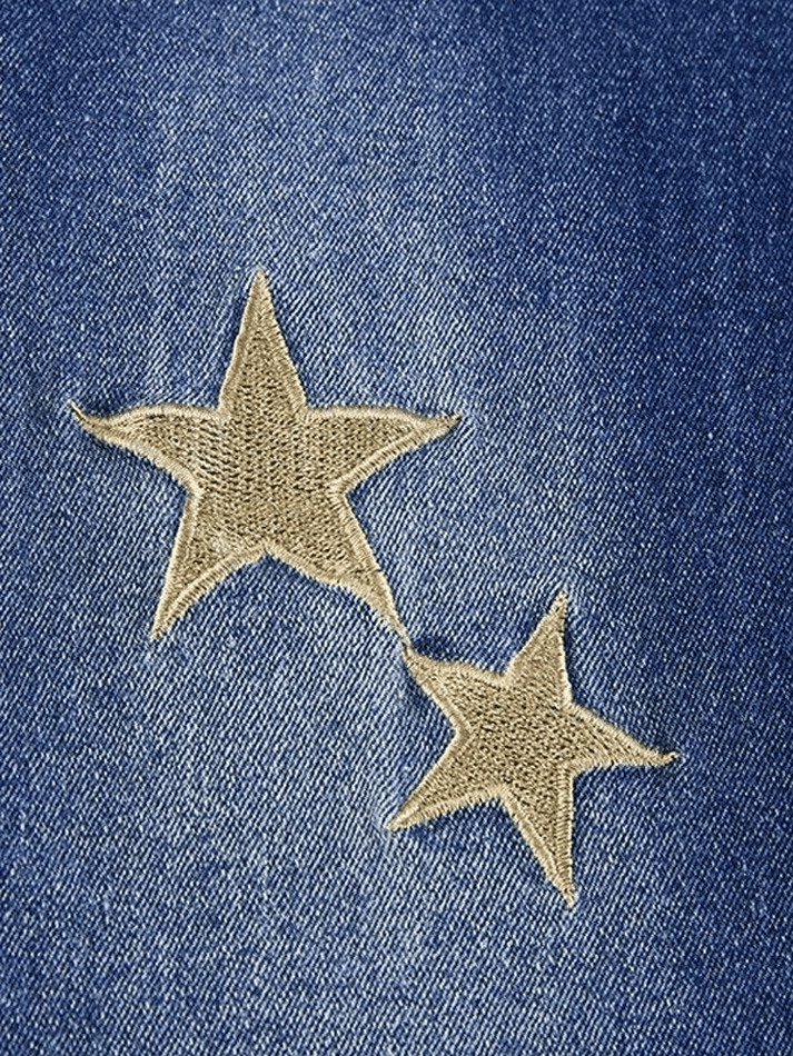 Star Embroidered Flare Jeans - AnotherChill