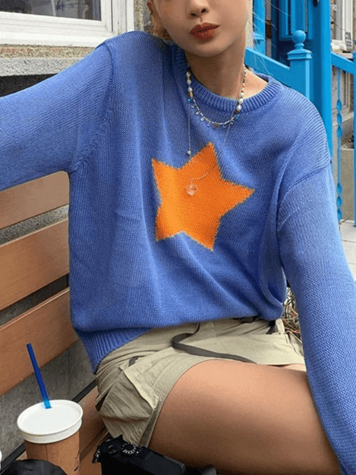 Star Pattern Semi Sheer Knit Top - AnotherChill