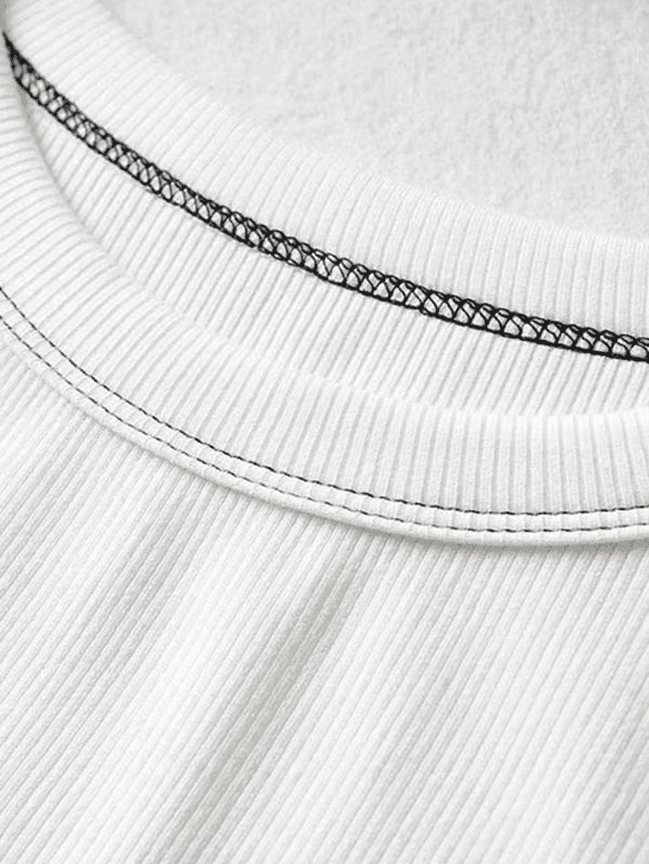 Stitched Detail Ribbed Crop Tank Top - AnotherChill