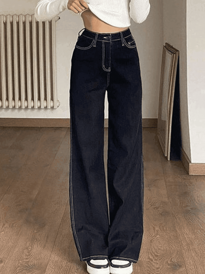 Stitched High Waist Boyfriend Jeans - AnotherChill