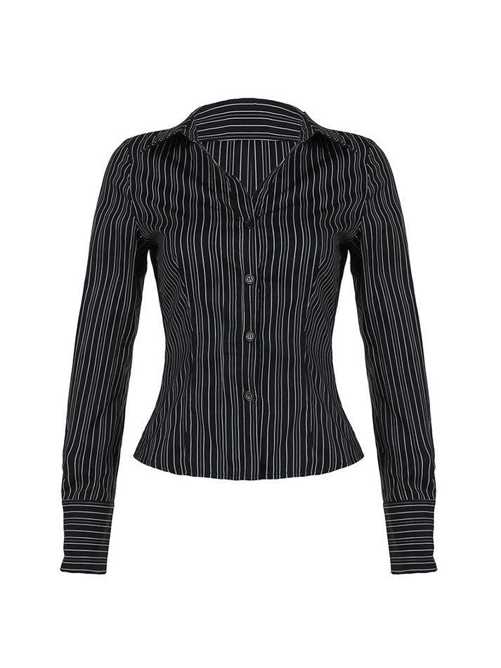 Striped Button-Up Long Sleeve Shirt - AnotherChill