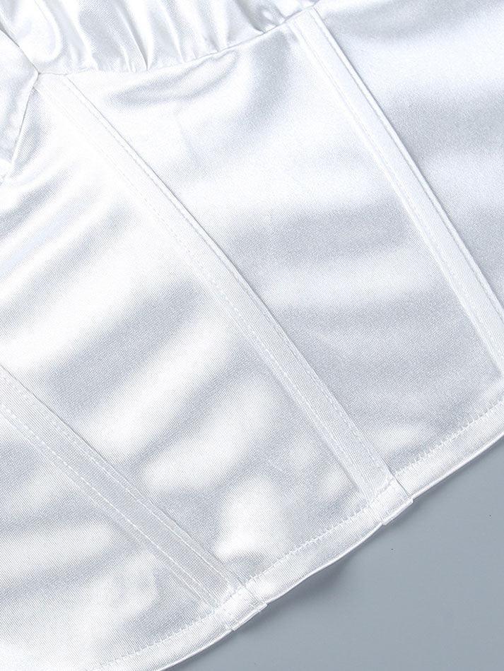 2024 Tie Front Satin Corset Top White S in Tops&Tees Online Store
