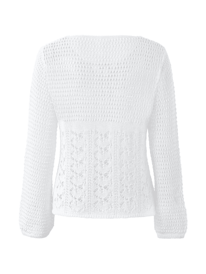 Tie Front White Open Knit Top - AnotherChill