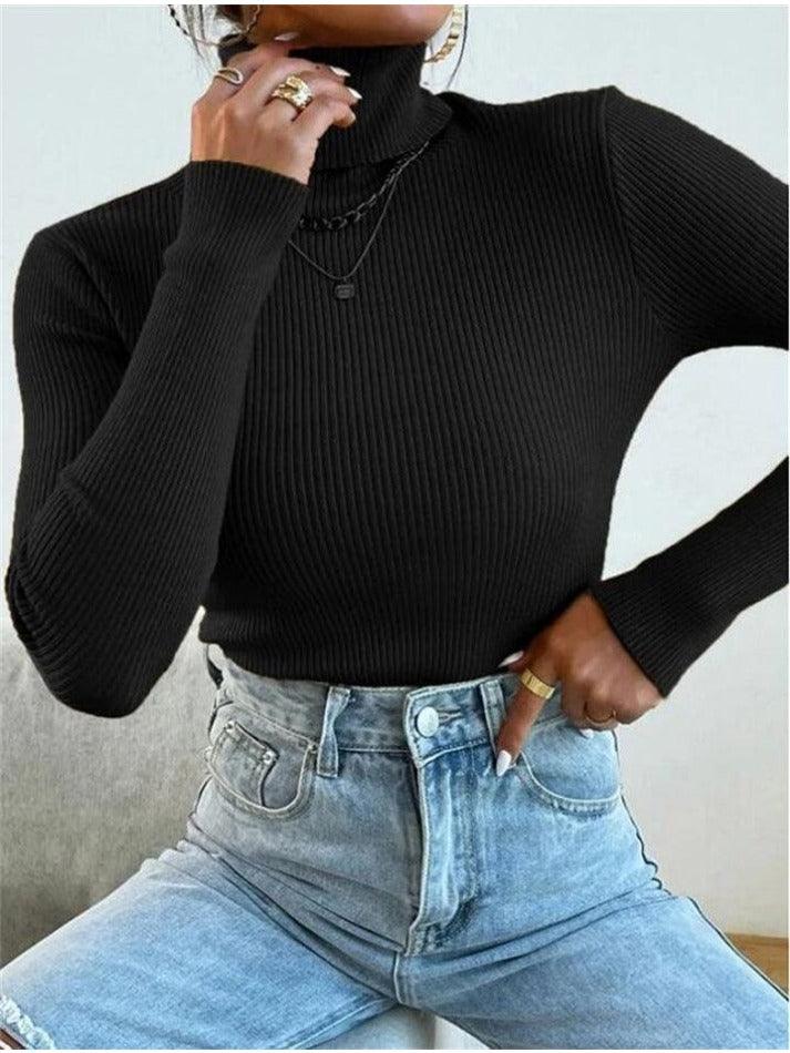 Turtleneck Ribbed Knit Sweater - AnotherChill