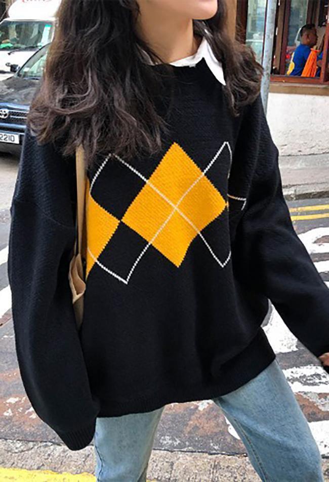 Vintage Argyle Pullover Sweater - AnotherChill