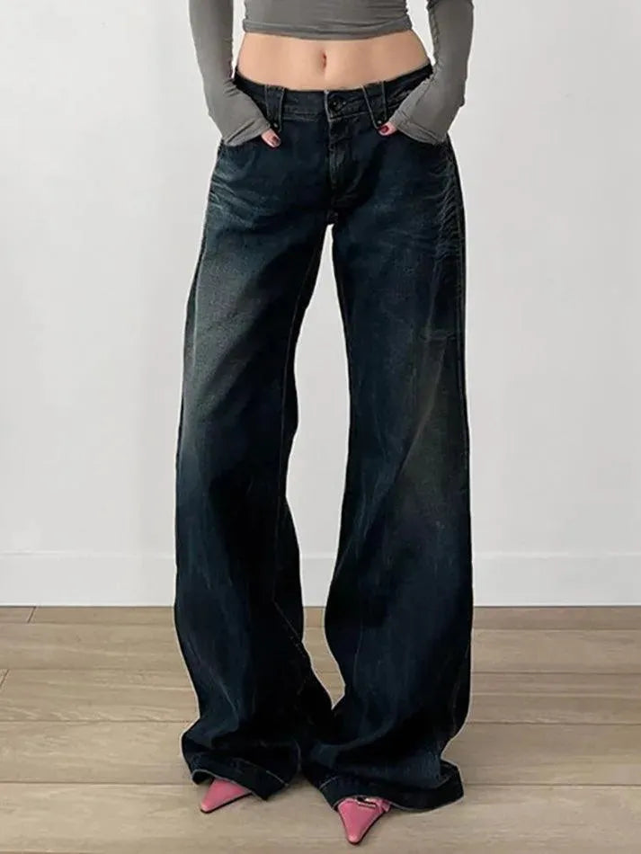 Vintage Basic Low-Rise Loose Jeans - AnotherChill