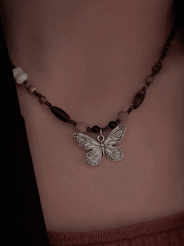 Vintage Beads Stone Butterfly Necklace - AnotherChill