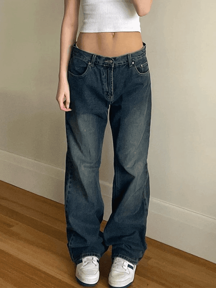 Vintage Blue Wash Boyfriend Jeans - AnotherChill