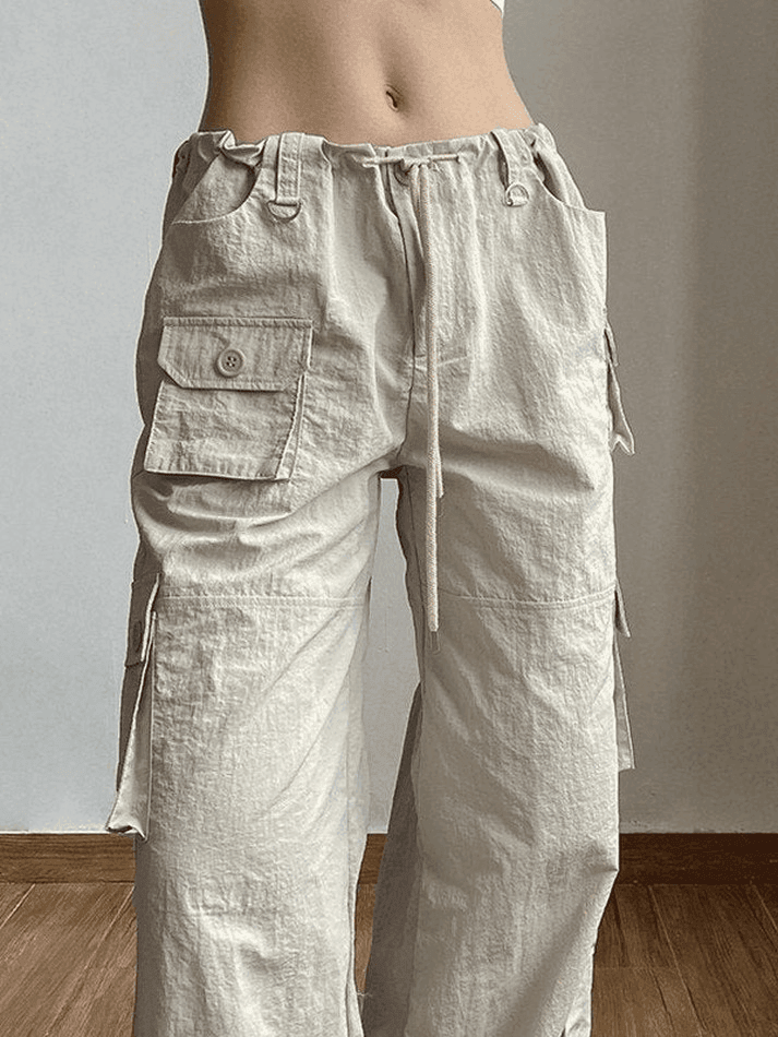 2024 Vintage Cargo Pocket Baggy Pants Beige S in Pants Online