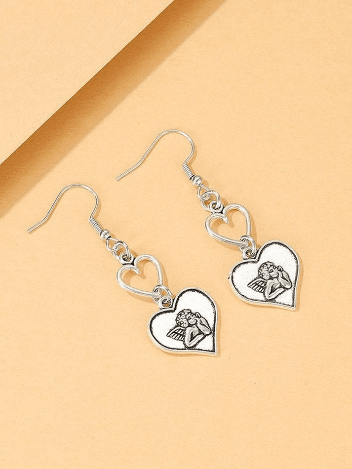 Vintage Cherub Heart Earrings - AnotherChill