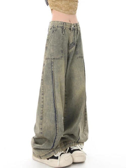 Vintage Distressed Wash Splice Boyfriend Jeans - AnotherChill