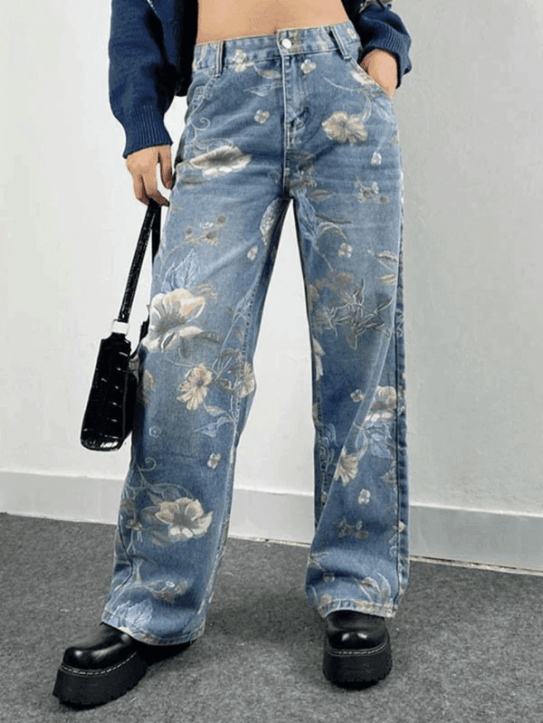 Vintage Floral Baggy Boyfriend Jeans - AnotherChill