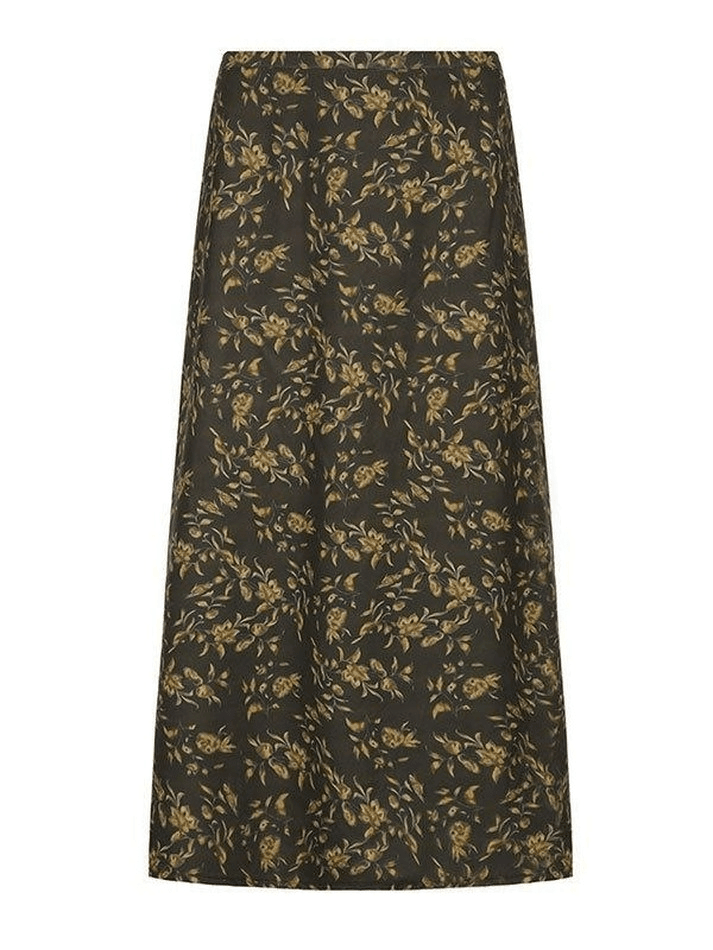 2023 Vintage Floral Print Midi Skirt Brown S in Skirts Online Store ...