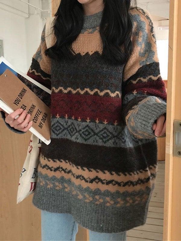 Vintage Jacquard Knit Sweater - AnotherChill