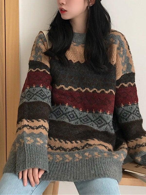 Vintage Jacquard Knit Sweater - AnotherChill