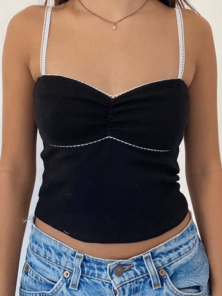 Vintage Lace Trim Crop Cami Top - AnotherChill