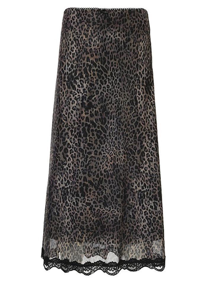 Vintage Leopard Print Lace Halter Skirt - AnotherChill