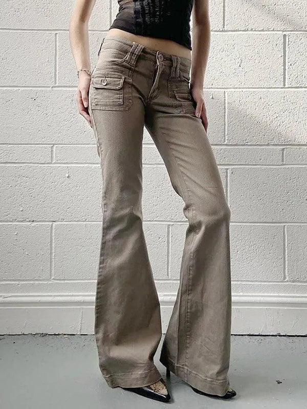 Vintage Low-Rise Pocket Flared Jeans - AnotherChill