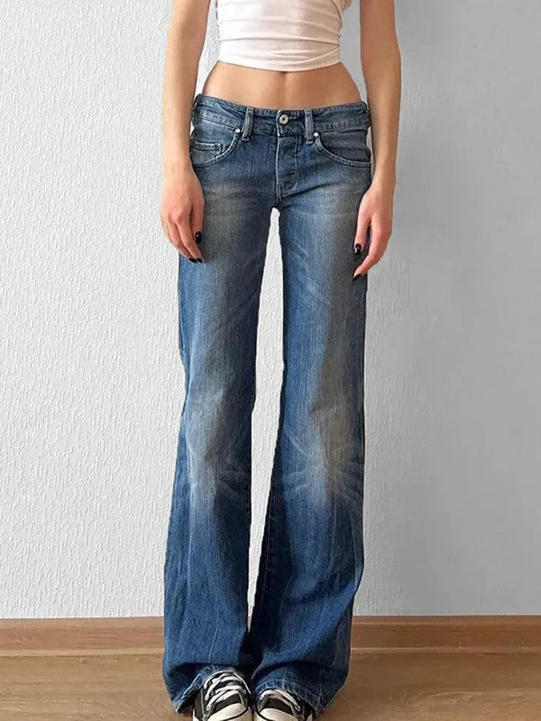 Vintage Low Rise Washed Wide Leg Jeans - AnotherChill