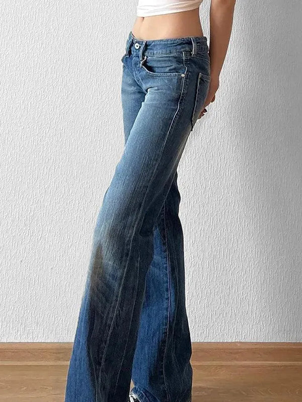 Vintage Low Rise Washed Wide Leg Jeans - AnotherChill