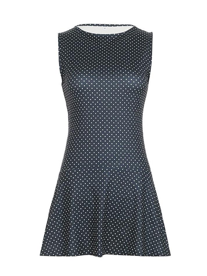 Vintage Polka Dot Contrast Sleeveless Dress - AnotherChill