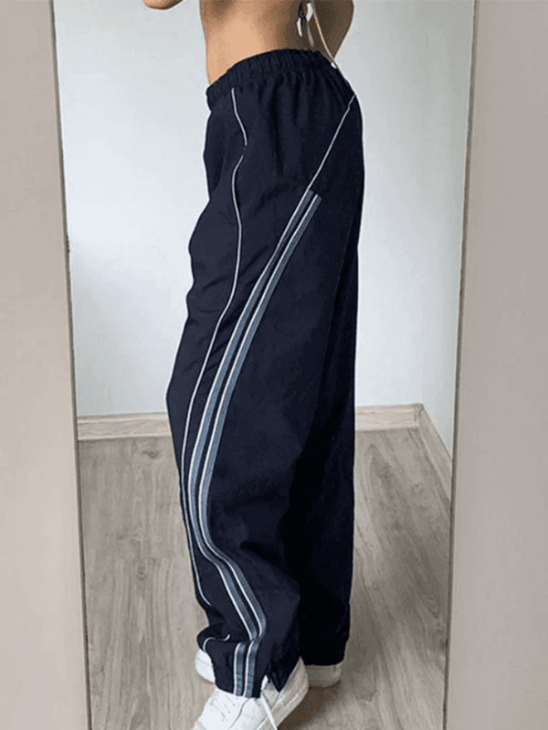 Vintage Striped Piping Baggy Sweatpants - AnotherChill