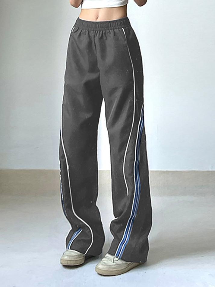 Vintage Striped Piping Baggy Sweatpants - AnotherChill