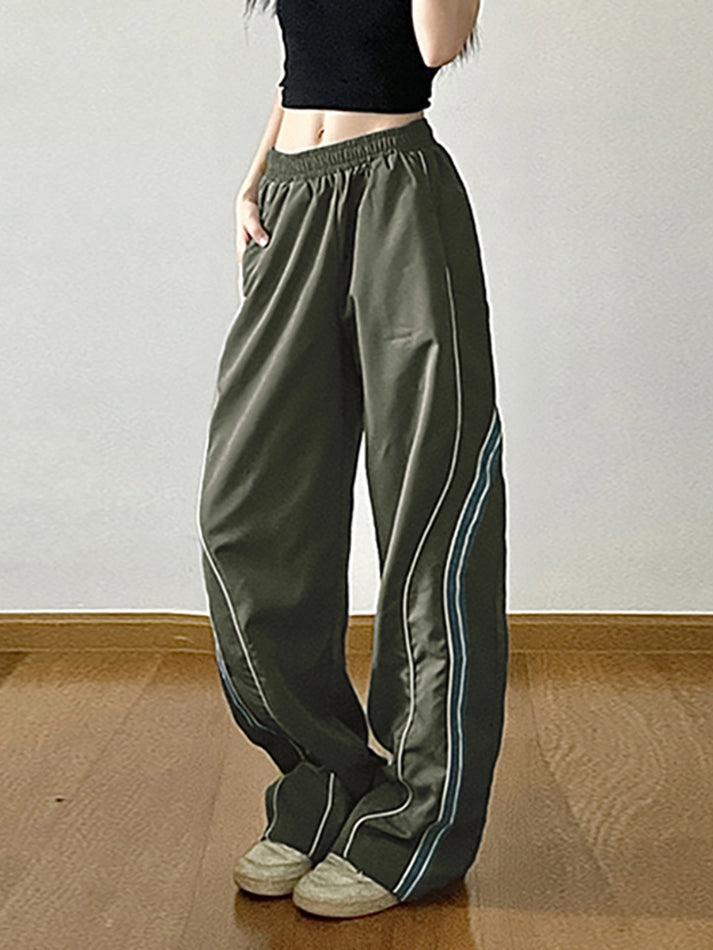 Vintage Striped Piping Baggy Sweatpants - AnotherChill