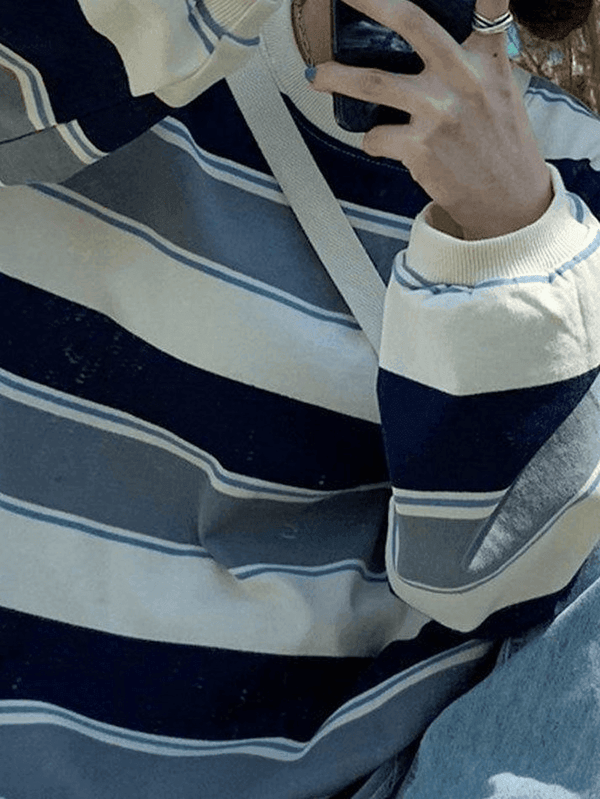 Vintage Striped Pullover Sweatshirt - AnotherChill