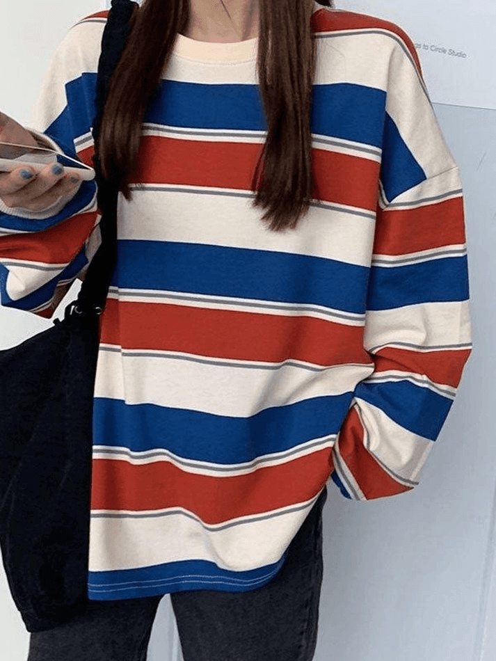 Vintage Striped Pullover Sweatshirt - AnotherChill