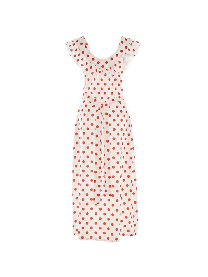 Waist Ruffled Polka Dot Dress - AnotherChill