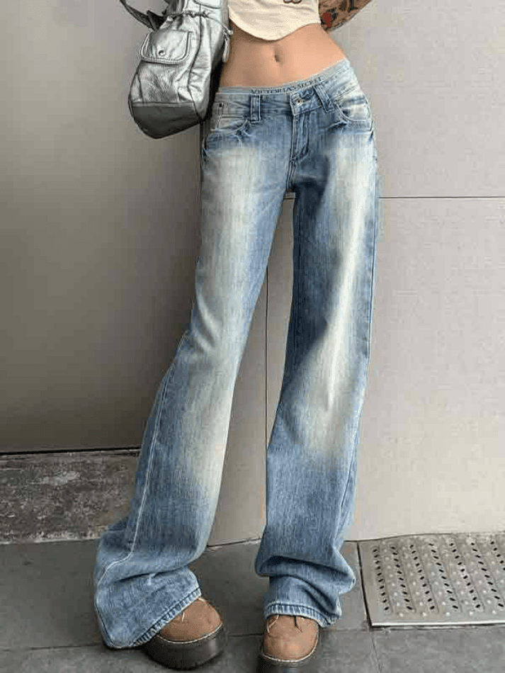 Washed Distressed Low Waist Boyfriend Jeans - AnotherChill