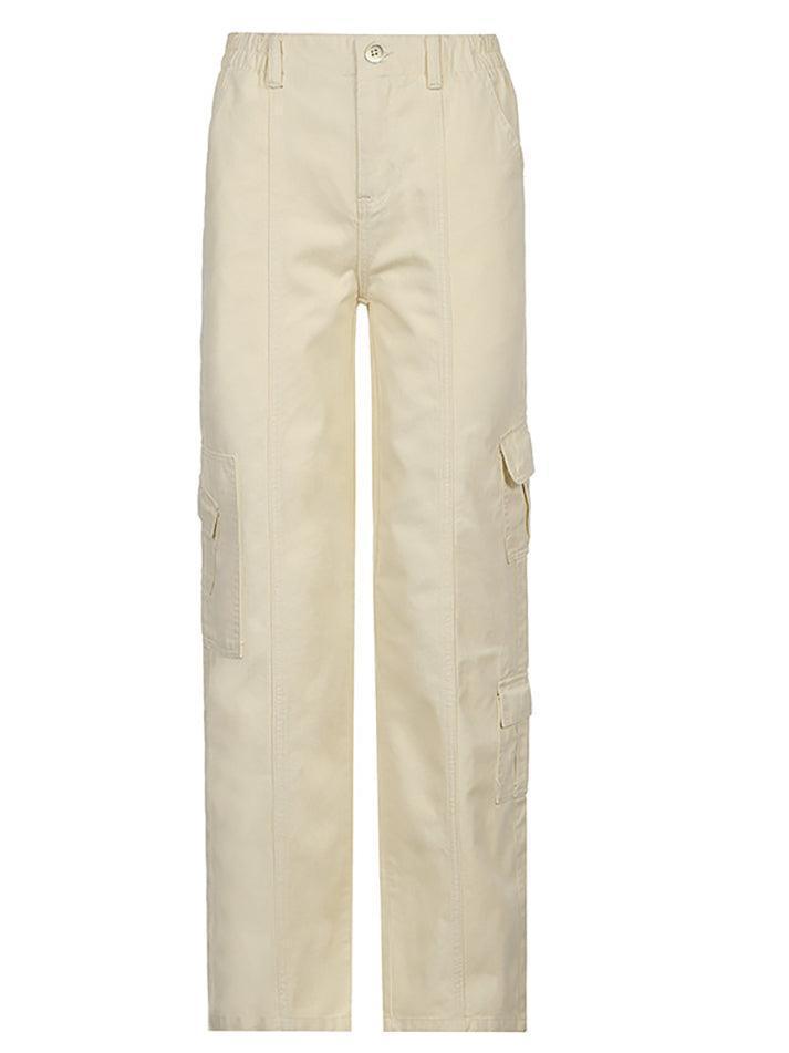 Washed Pocket Solid Cargo Pants - AnotherChill