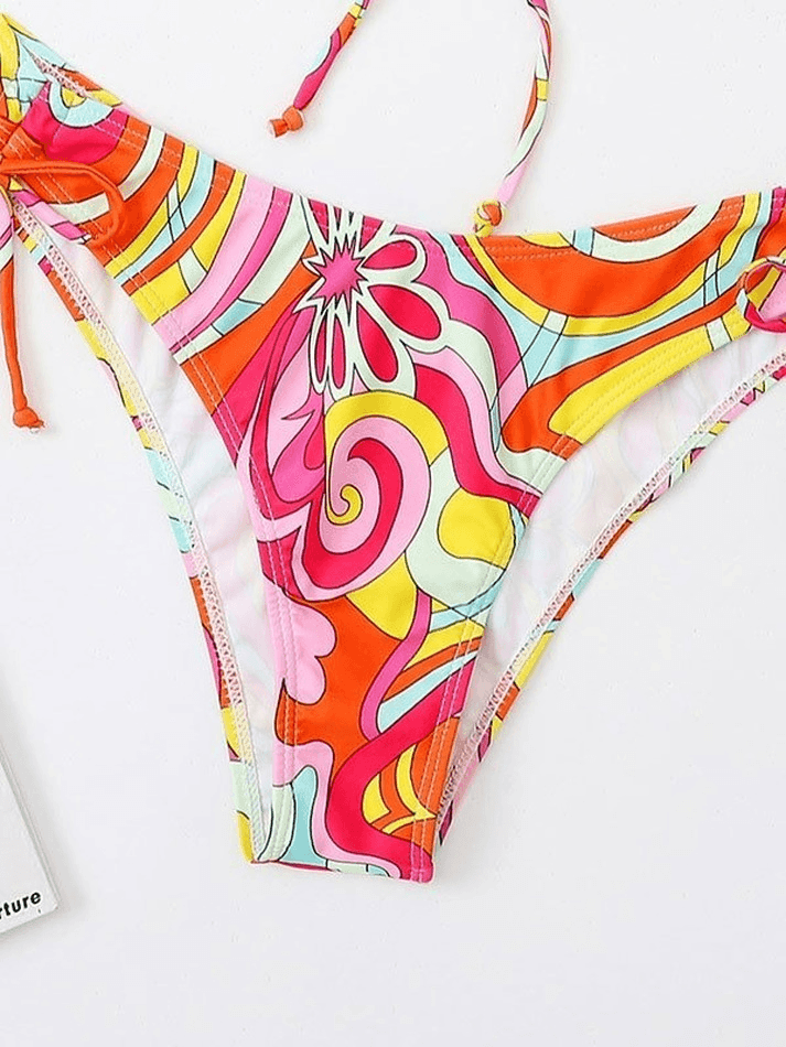 Wave Floral Print Bikini Set - AnotherChill