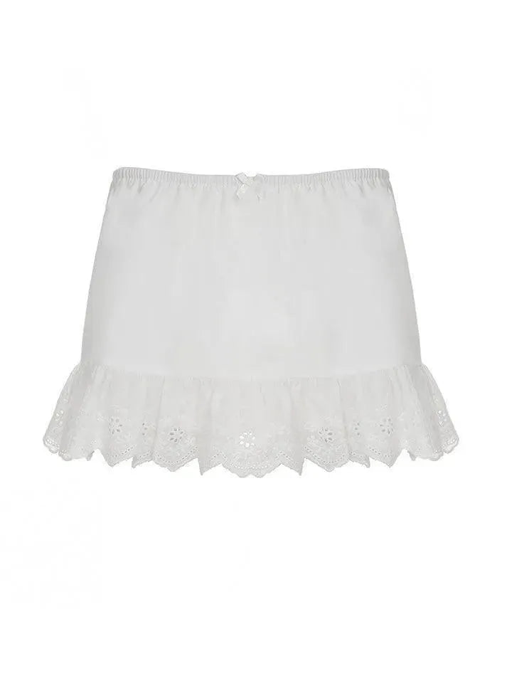 White Lace Hollow Mini Skirt - AnotherChill