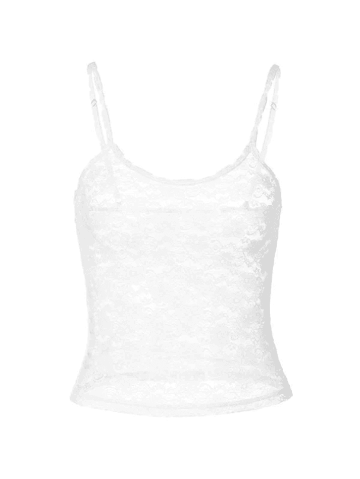 SHYLE WHITE FULL LACE SEXY TRANSPARENT CAMISOLE