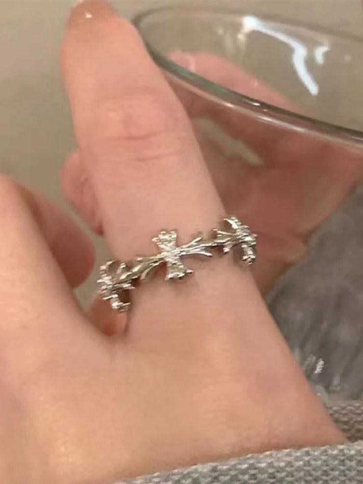 2pcs Shiny Cross Moon Star Pattern Cuff Ring - AnotherChill